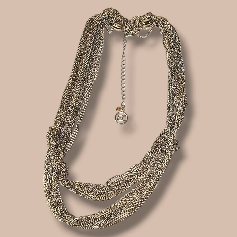 Erica‎ Lyons Gold Tone Multi Chain Knotted Station Necklace 40"-44" - Picture 3 of 6
